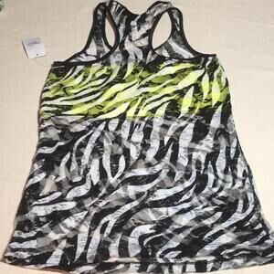 MMXIII sheer zebra rose print tank top shirt Large NWT